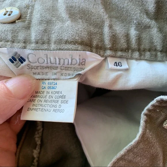 SOLD!  Columbia Brush Pants Mens 40 x 32 Green Tan Outdoor Hunting Field Work - Picture 11 of 13